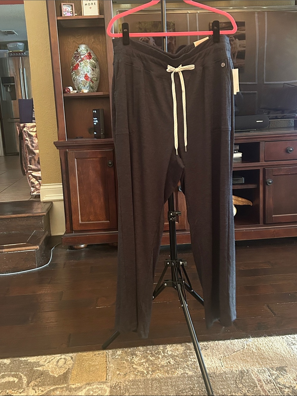 Livi Active Black Drawstring Track Pants with White Cord